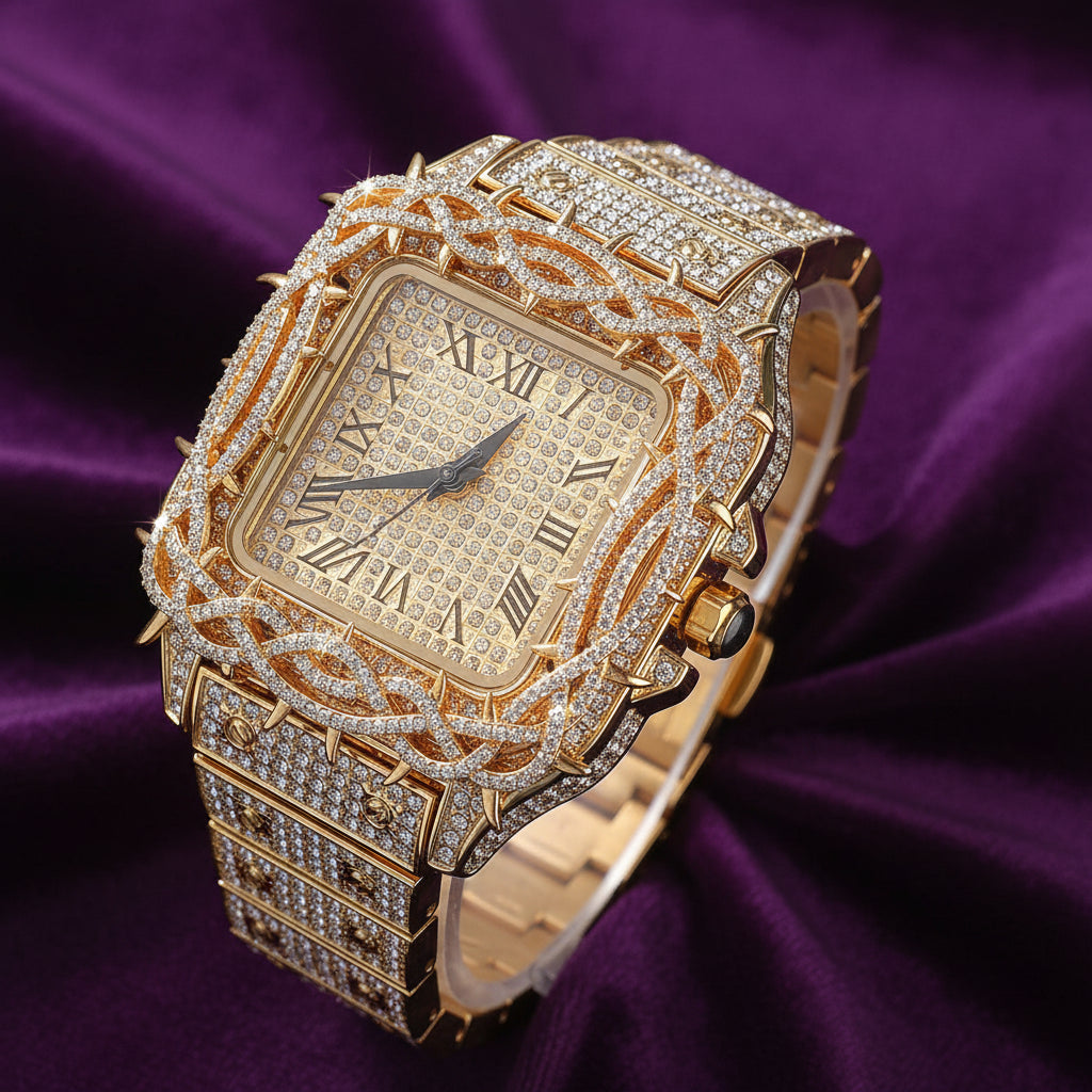 Thorns Crown Iced Out Bezel Custom Watch