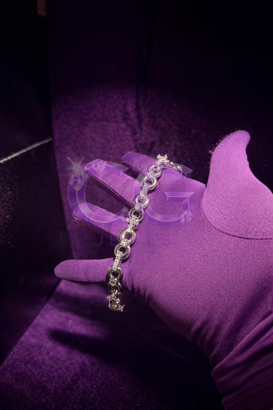 Silver Infinity Cross Baguette Bracelet