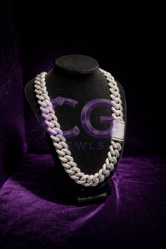 Silver Raised set Cuban link 18mm