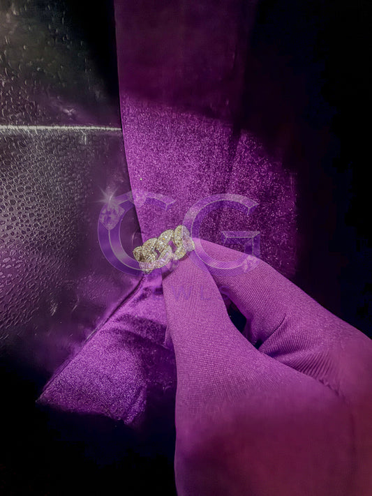 Silver Iced Out Baguette Cuban Ring