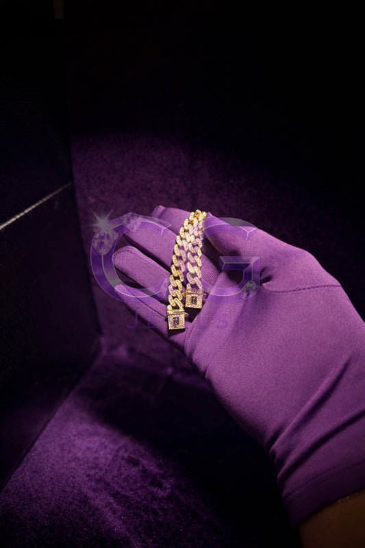 Gold Iced Out Monaco Cuban bracelet