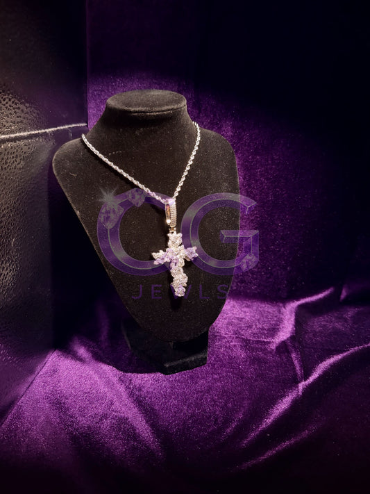 Silver Flower Cross Pendant