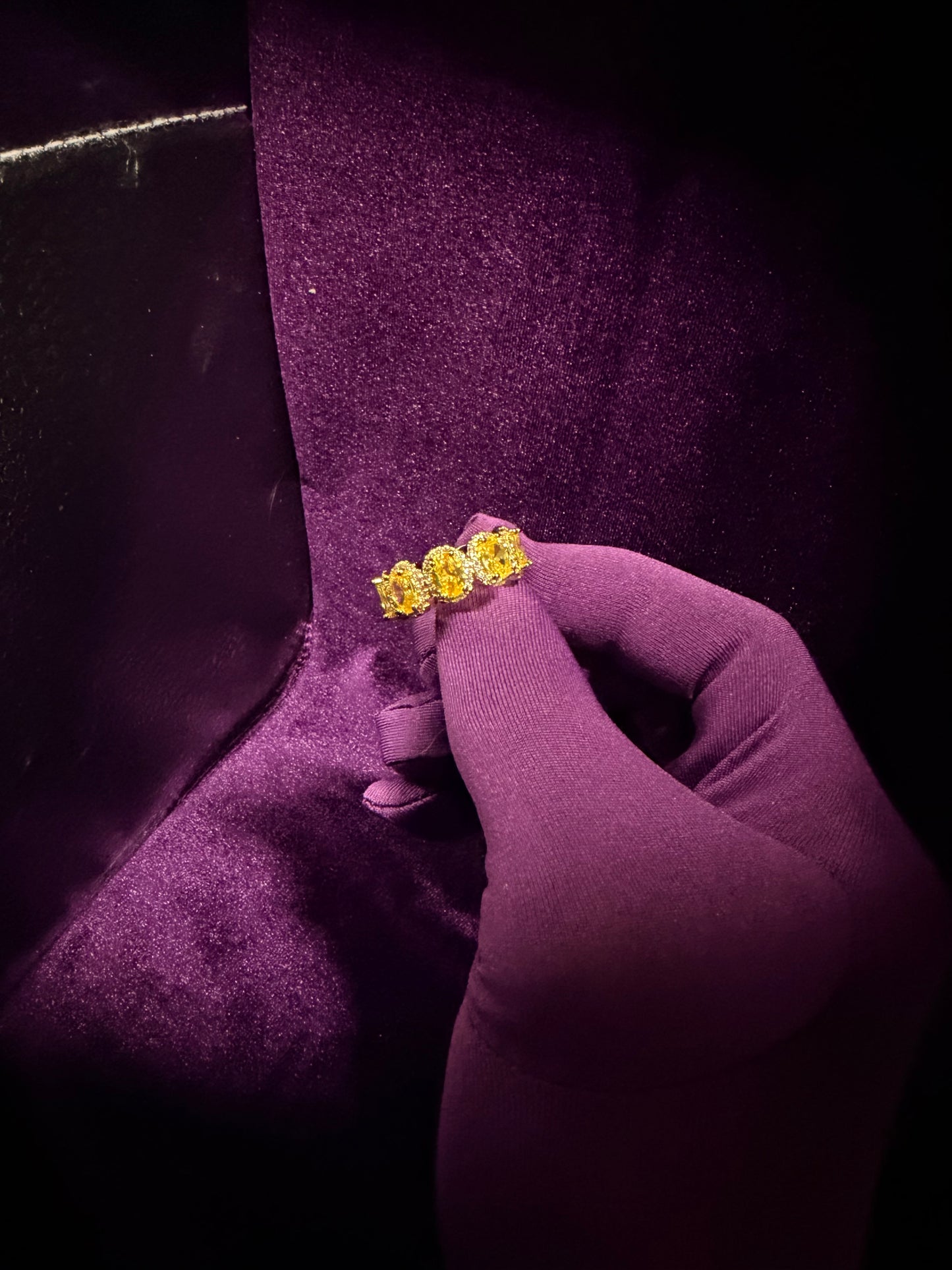 Gold Canary Yellow Stone Ring