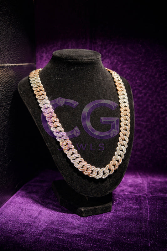 13mm Iced Out 2 Tone Cuban Link Necklcae
