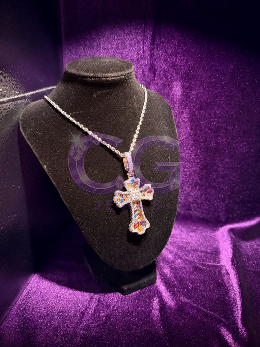 Silver Multicolor Cross pendant