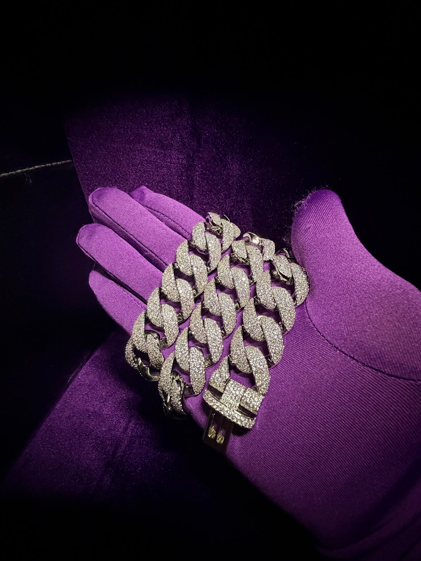 23mm Silver Mosaic Cuban Link Necklace