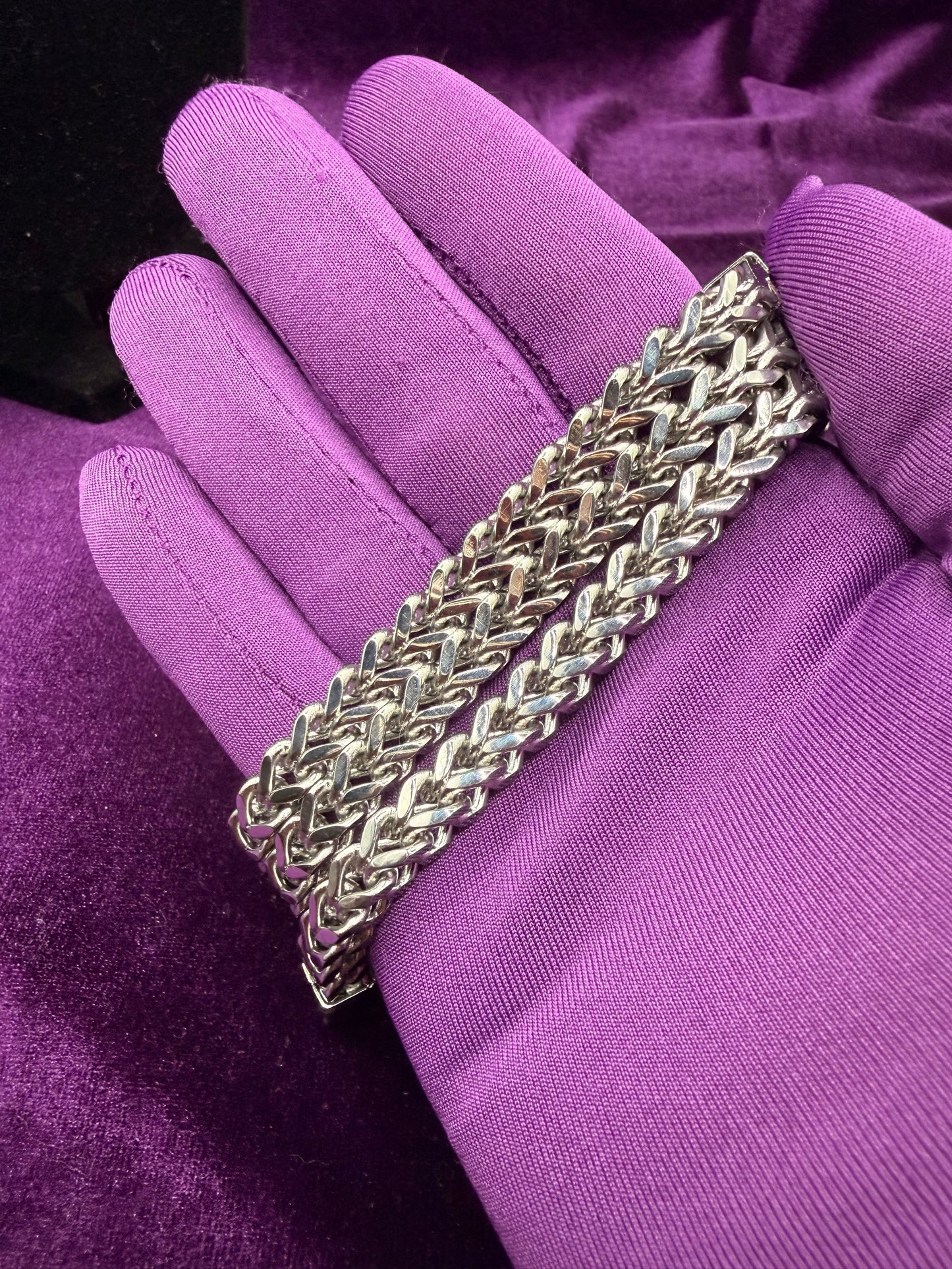 Silver Stainless Steel Box Wheat Link Necklace