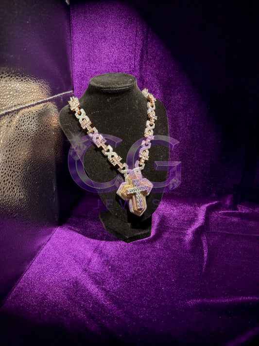 Rose Gold Cross Link 2 Tone Necklace