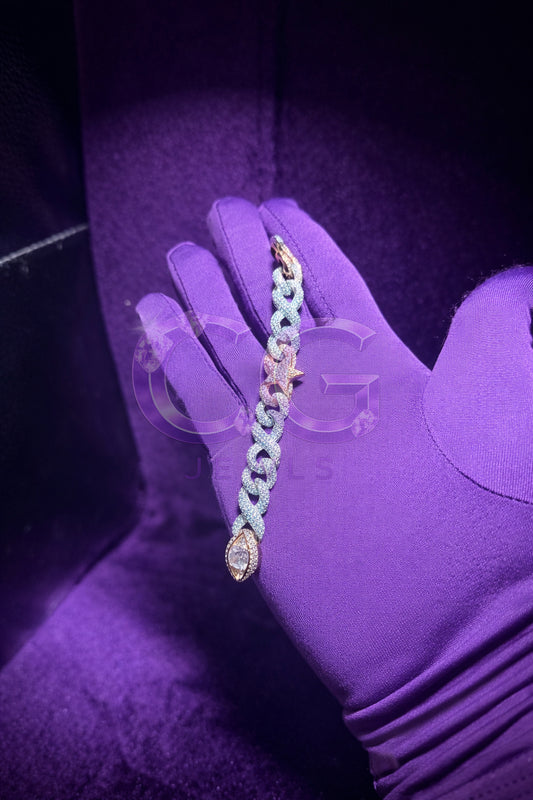 2 Tone Iced Out Star Infinity Eye Bracelet