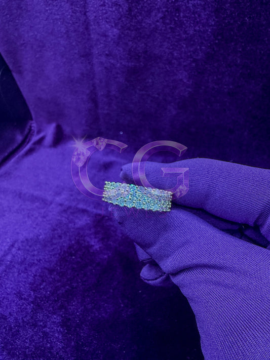 Gold Prong Set Iced Out Row Ring