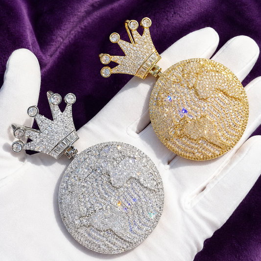Iced Out Crown Globe Pendant