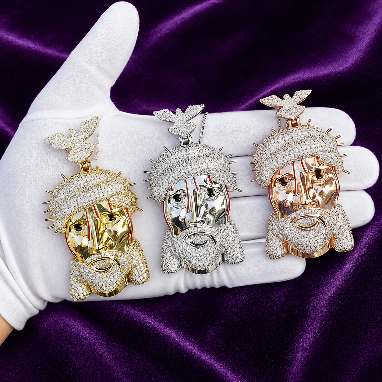 Half/Half Iced Out Big Jesus Pendant