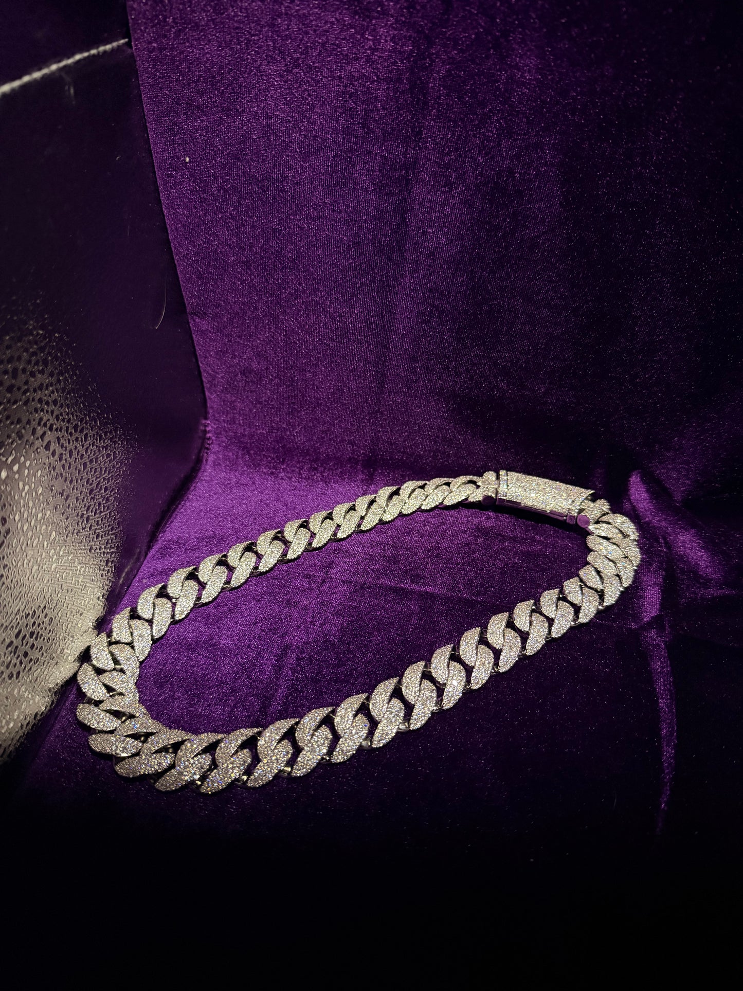 23mm Silver Mosaic Cuban Link Necklace