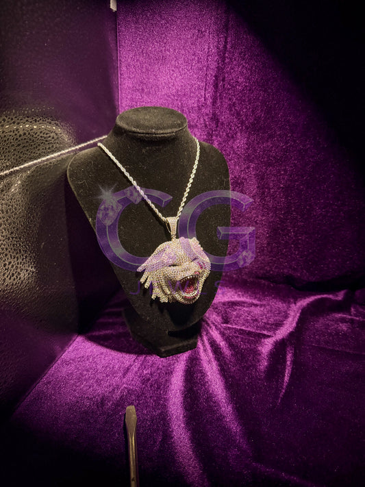 Silver Iced Out TG Style Pendant