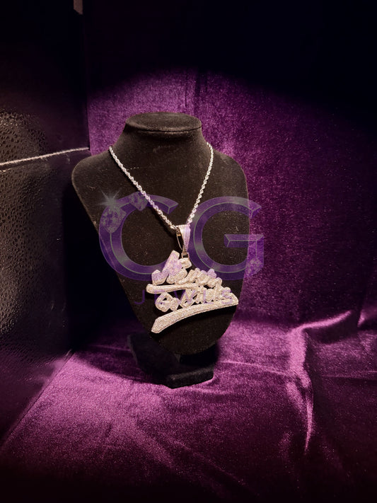 Silver “NEVER GO BROKE” Pendant