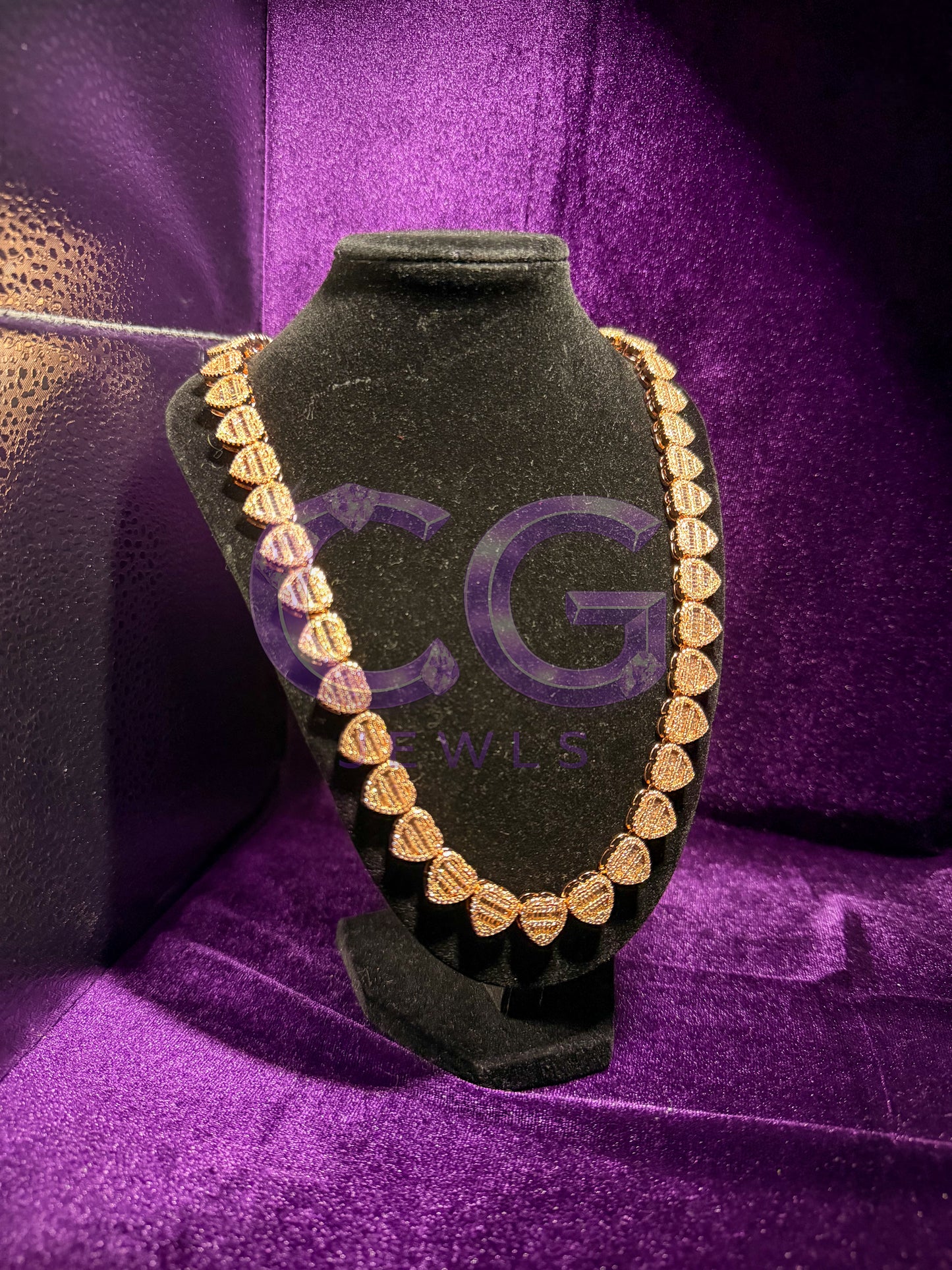 Rose Gold Baguette Heart Link Necklace