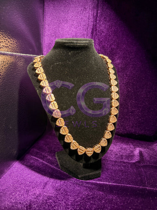 Rose Gold Baguette Heart Link Necklace