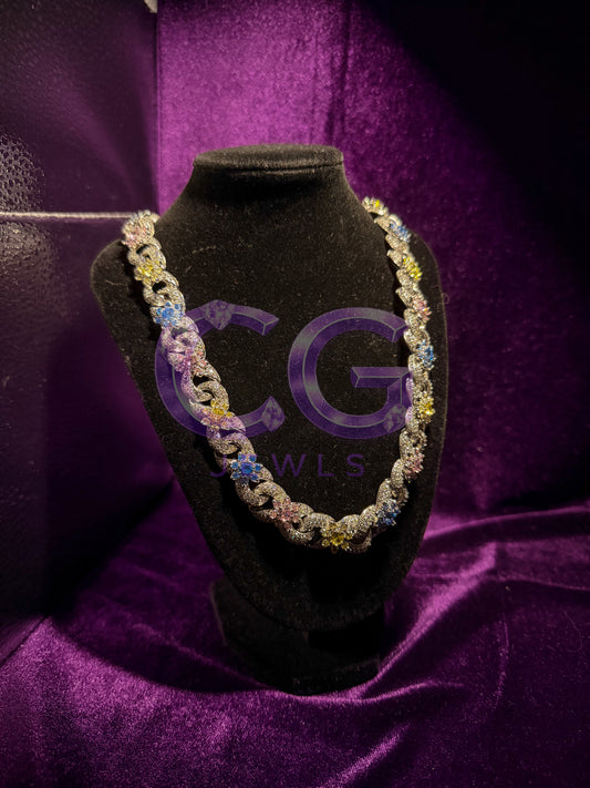 Silver Flower Multicolor Flower Infinity Necklace