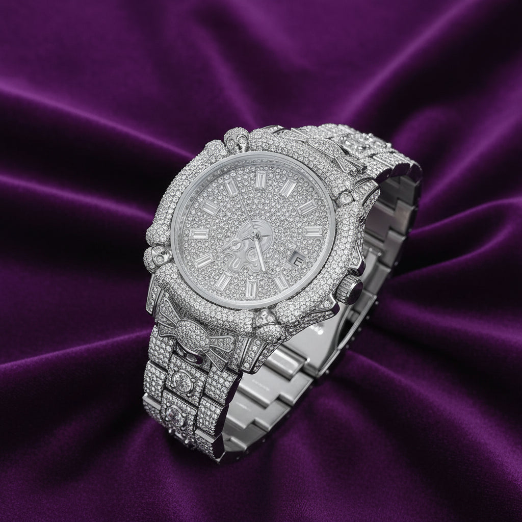 Iced Out Skeleton Bone Style Watch