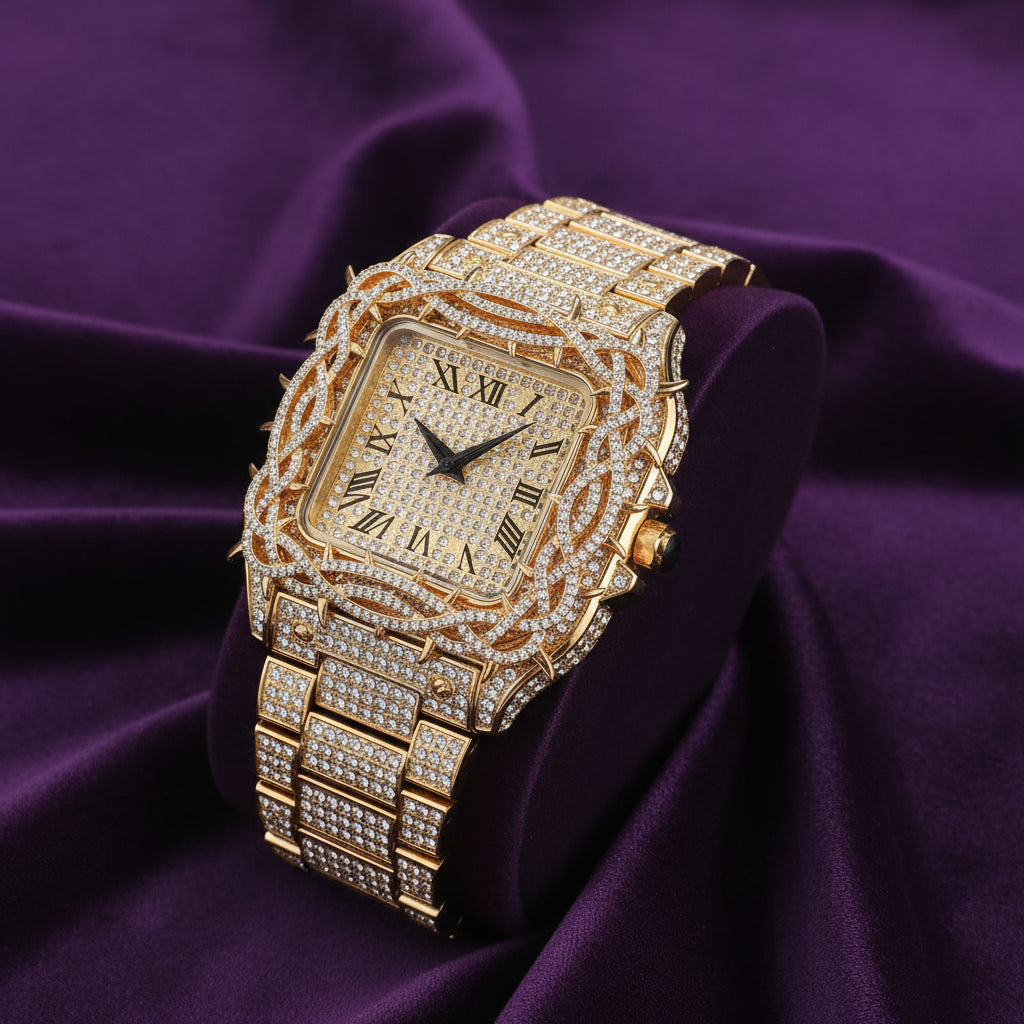 Thorns Crown Iced Out Bezel Custom Watch