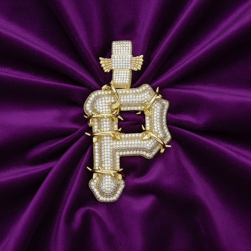 Iced Out Pittsburg Vine Logo Pendant