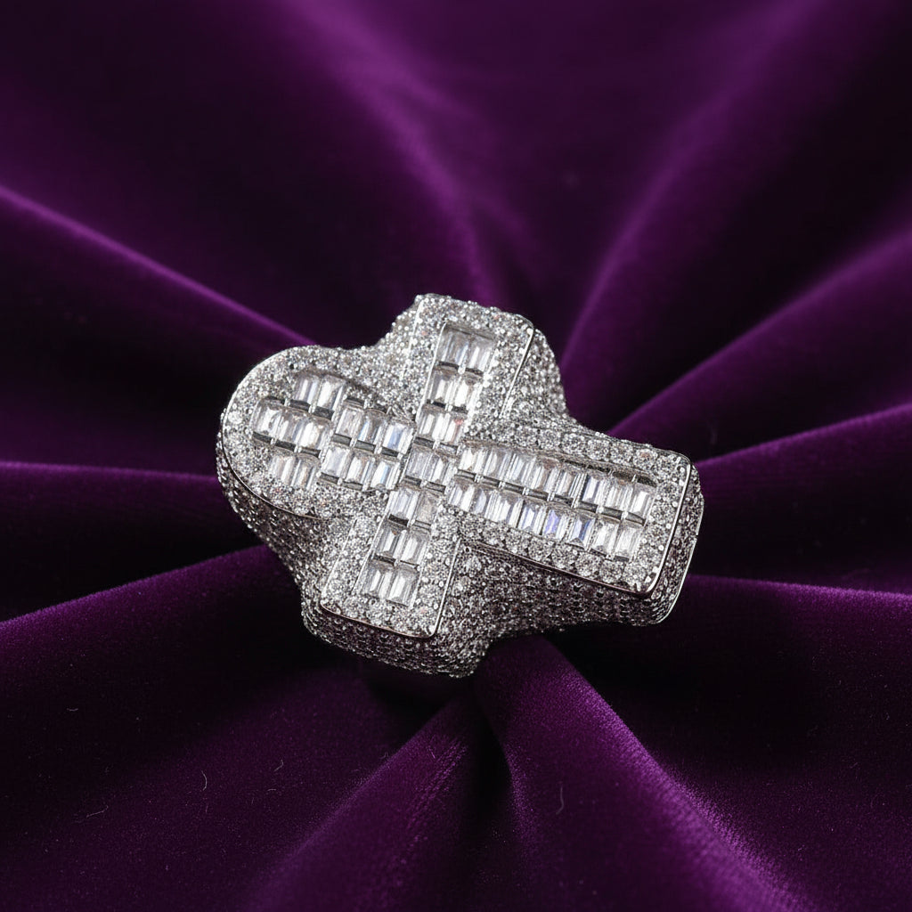 Iced Out Baguette Ankh Ring