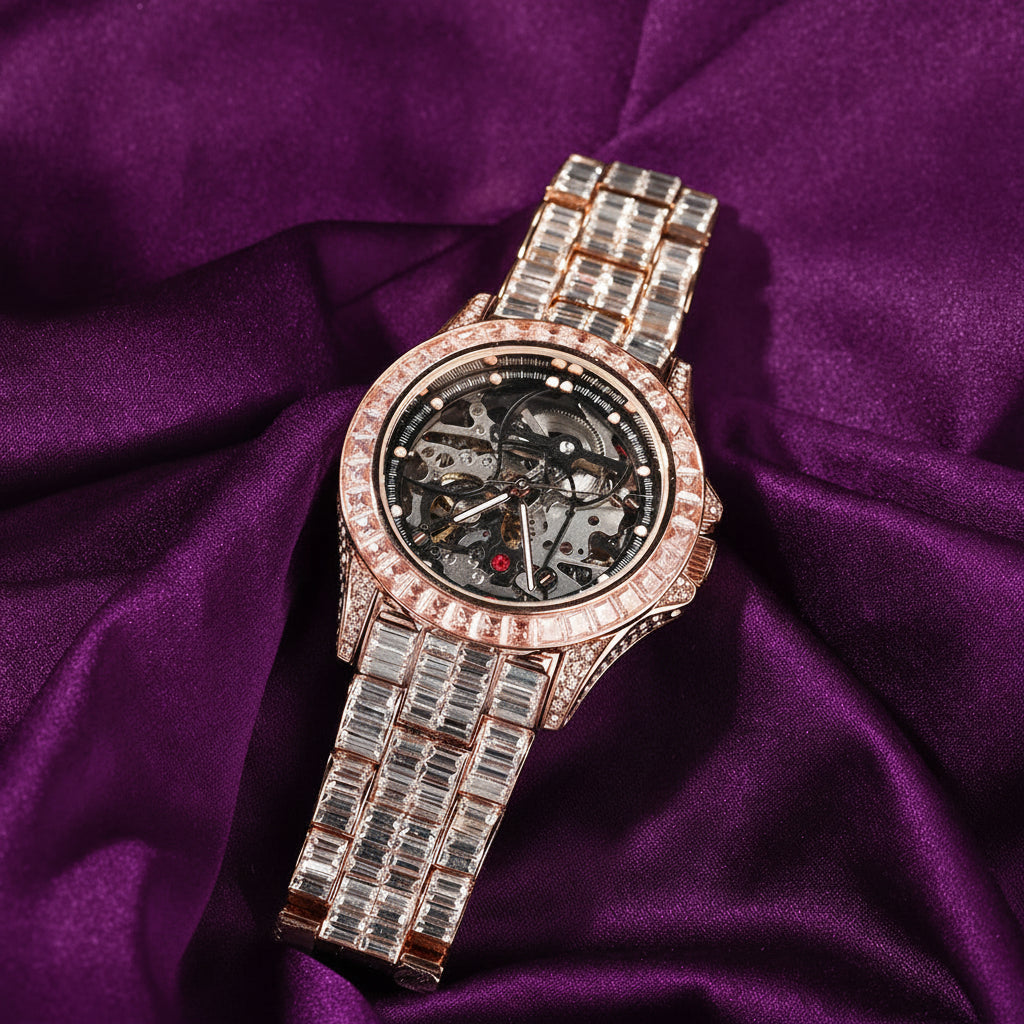 Iced Out Baguette Chandelier Ro Style Automatic Watch