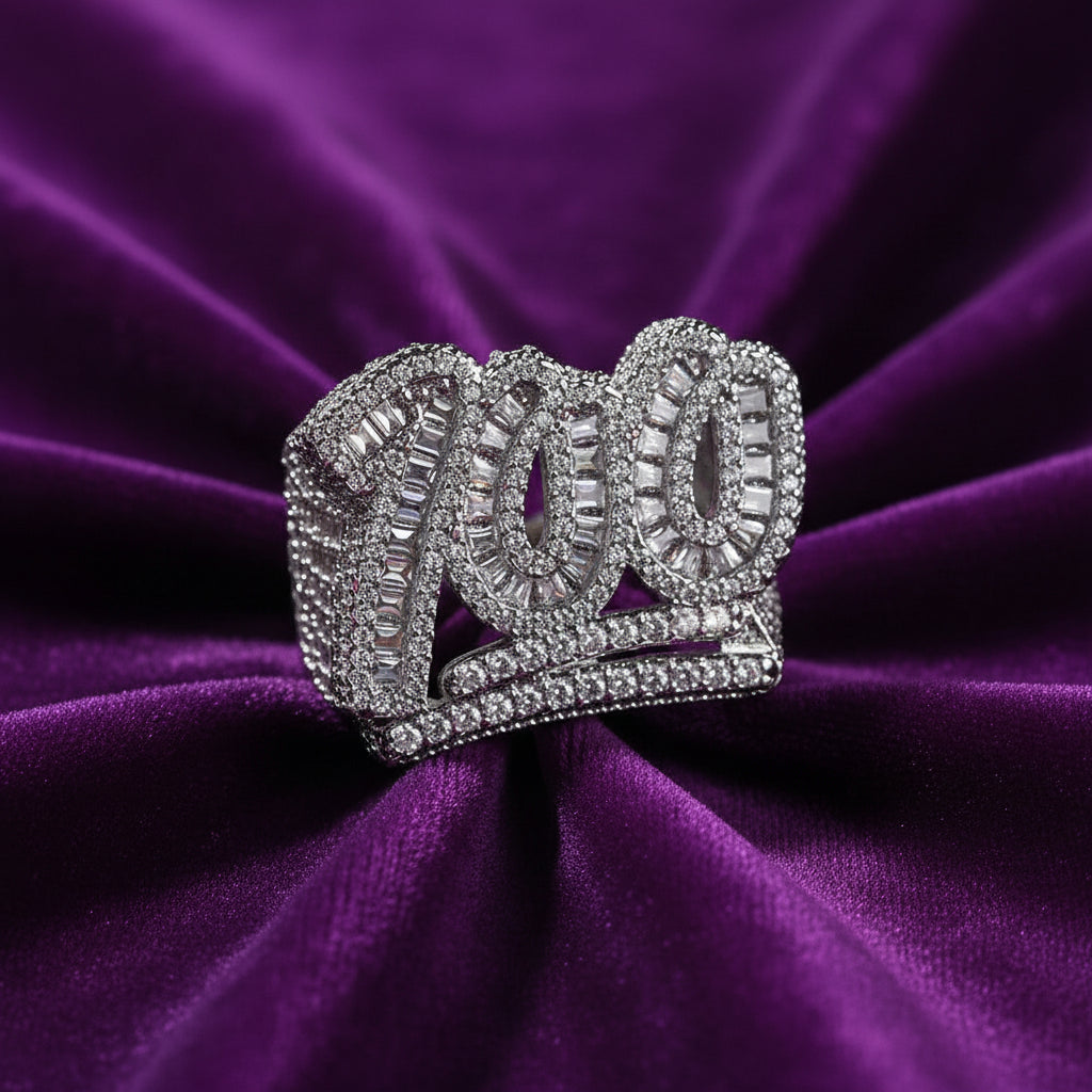 Iced Out 100 Logo Ring
