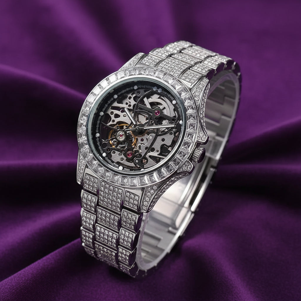 Iced Out Baguette Chandelier Ro Style Automatic Watch