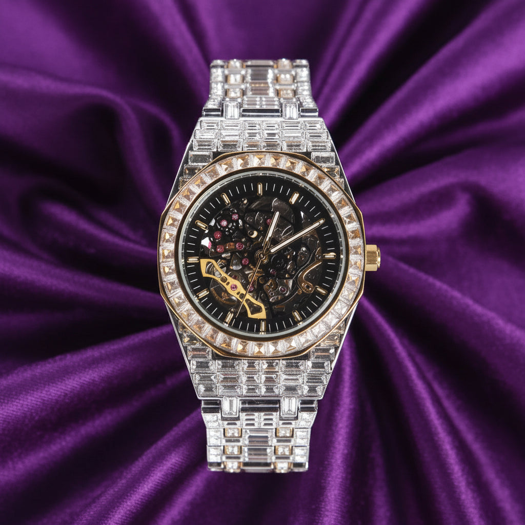 Automatic Iced Out Chandelier Piguet Style Watch