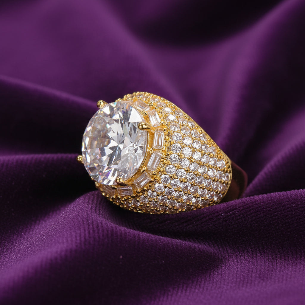 Iced Out Big Pointer Middle Set Ring
