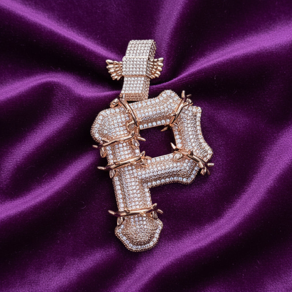 Iced Out Pittsburg Vine Logo Pendant