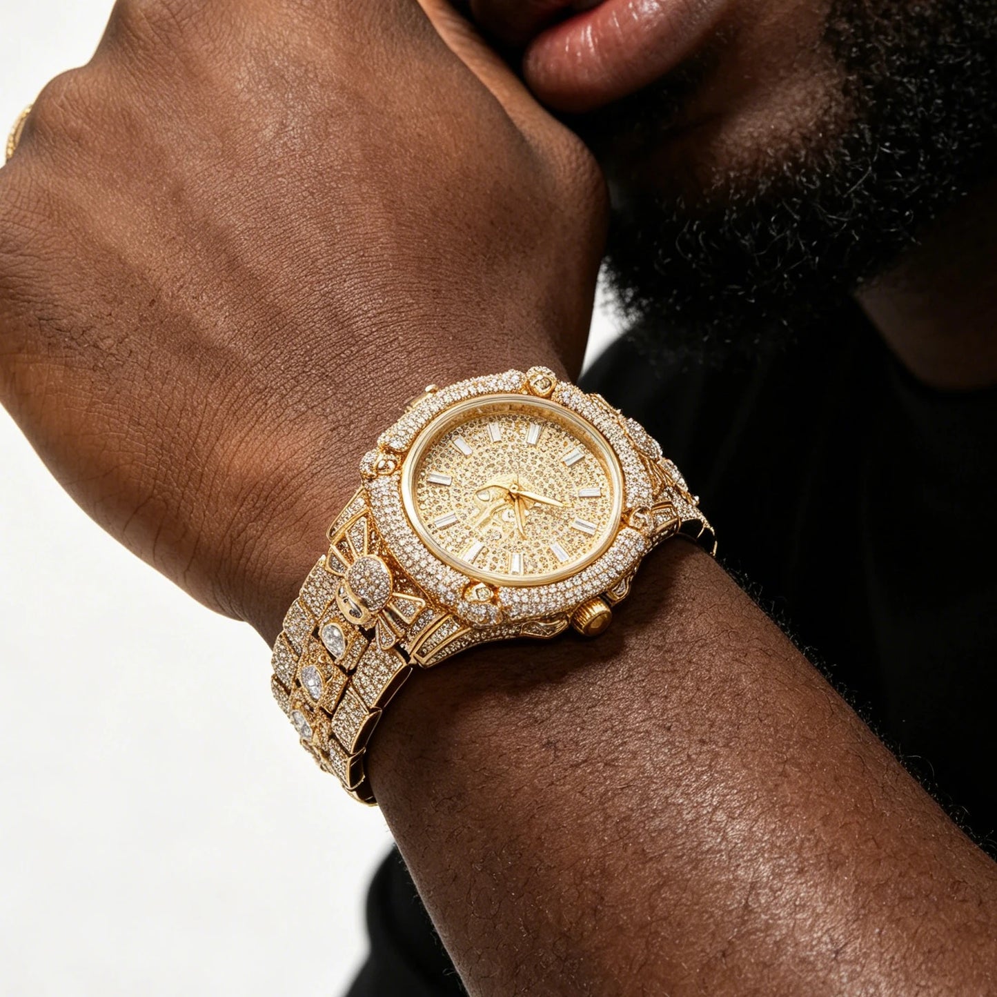 Iced Out Skeleton Bone Style Watch
