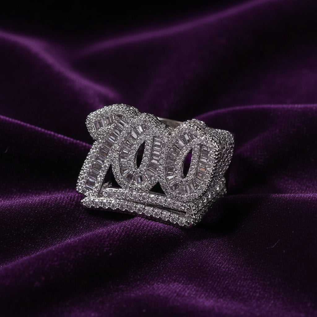 Iced Out 100 Logo Ring