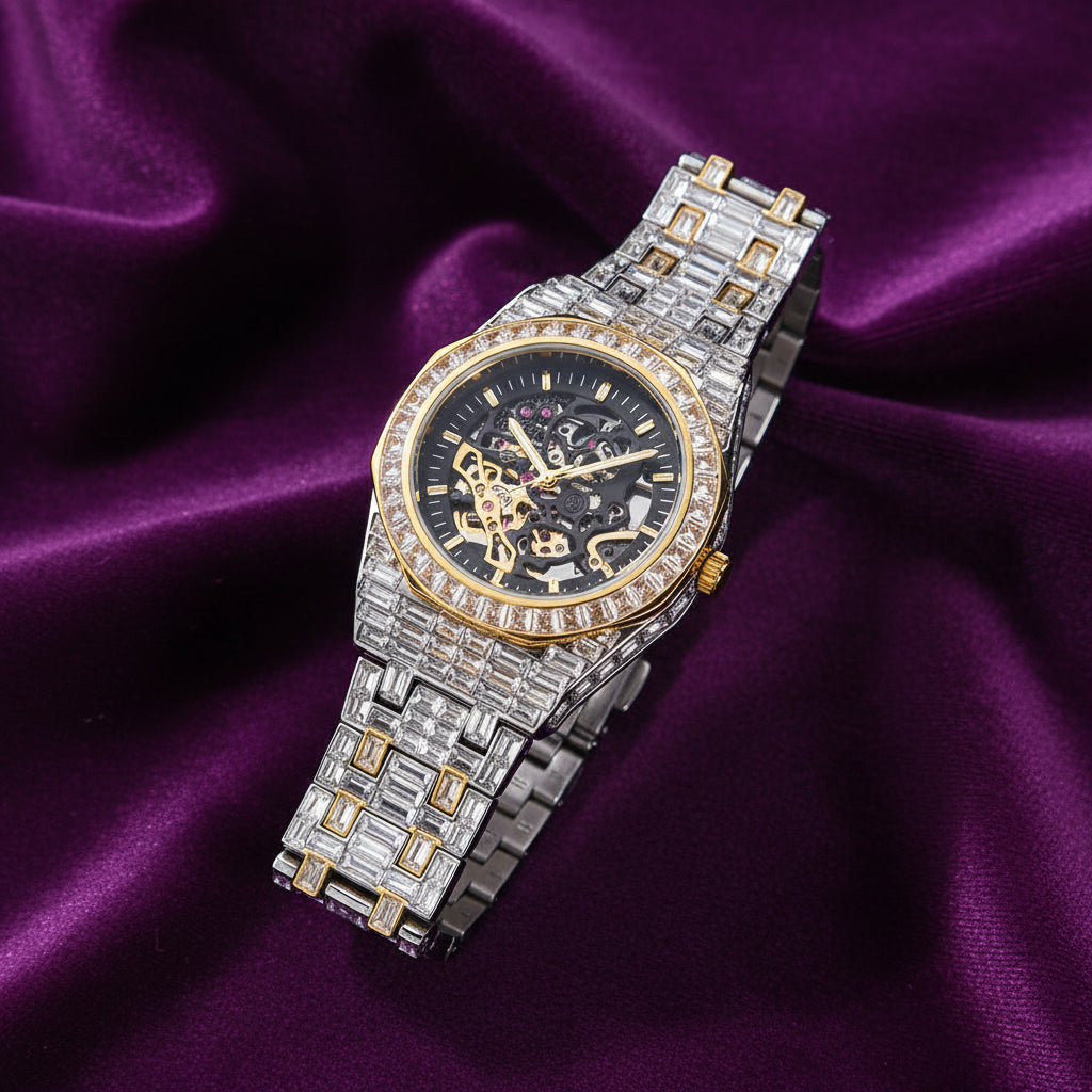Automatic Iced Out Chandelier Piguet Style Watch
