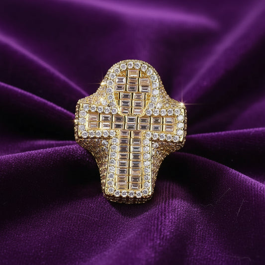 Iced Out Baguette Ankh Ring