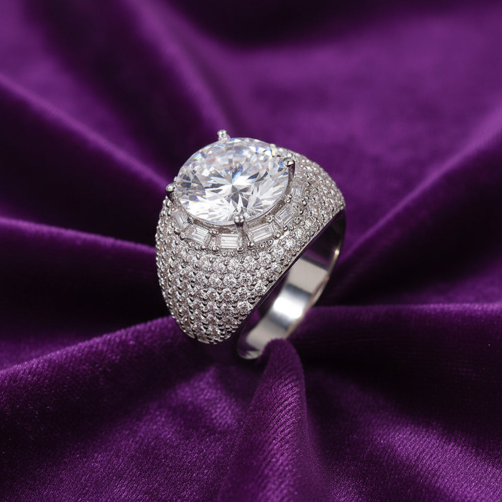 Iced Out Big Pointer Middle Set Ring