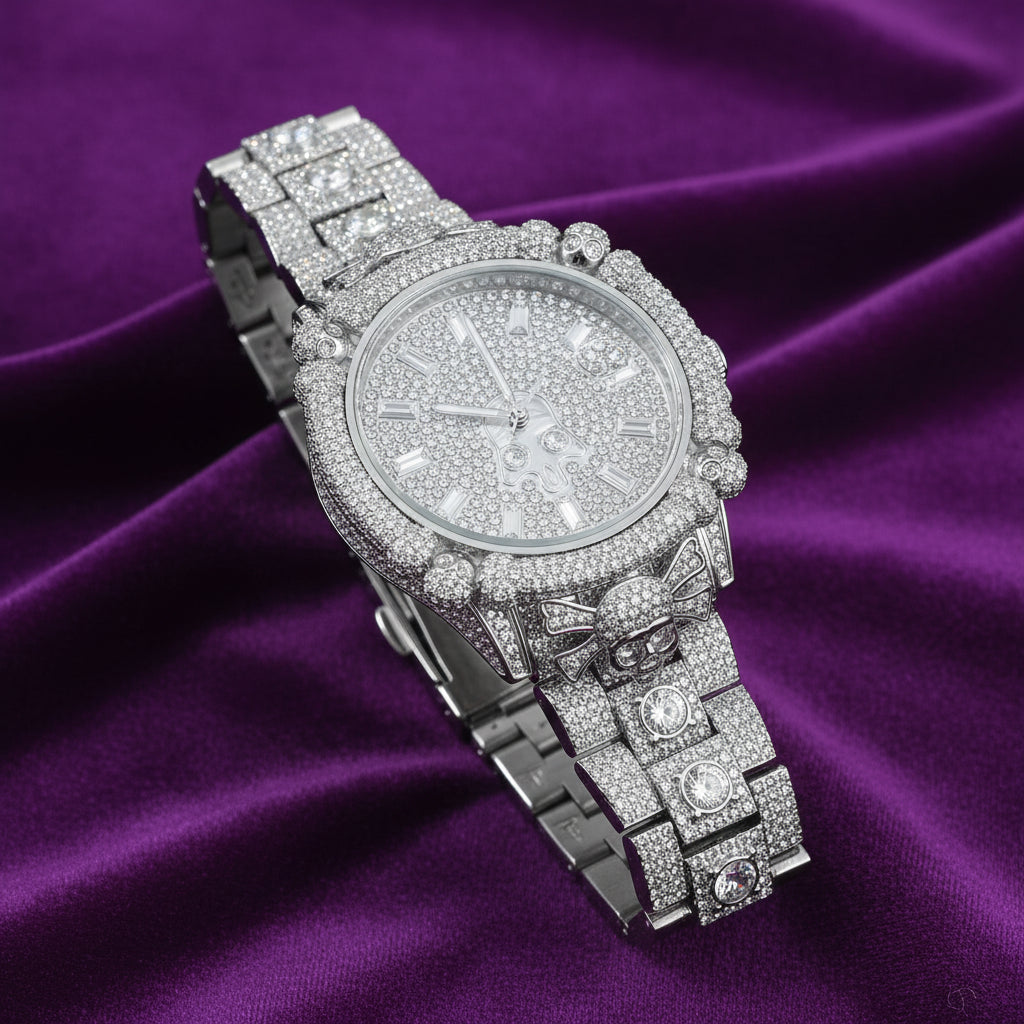 Iced Out Skeleton Bone Style Watch