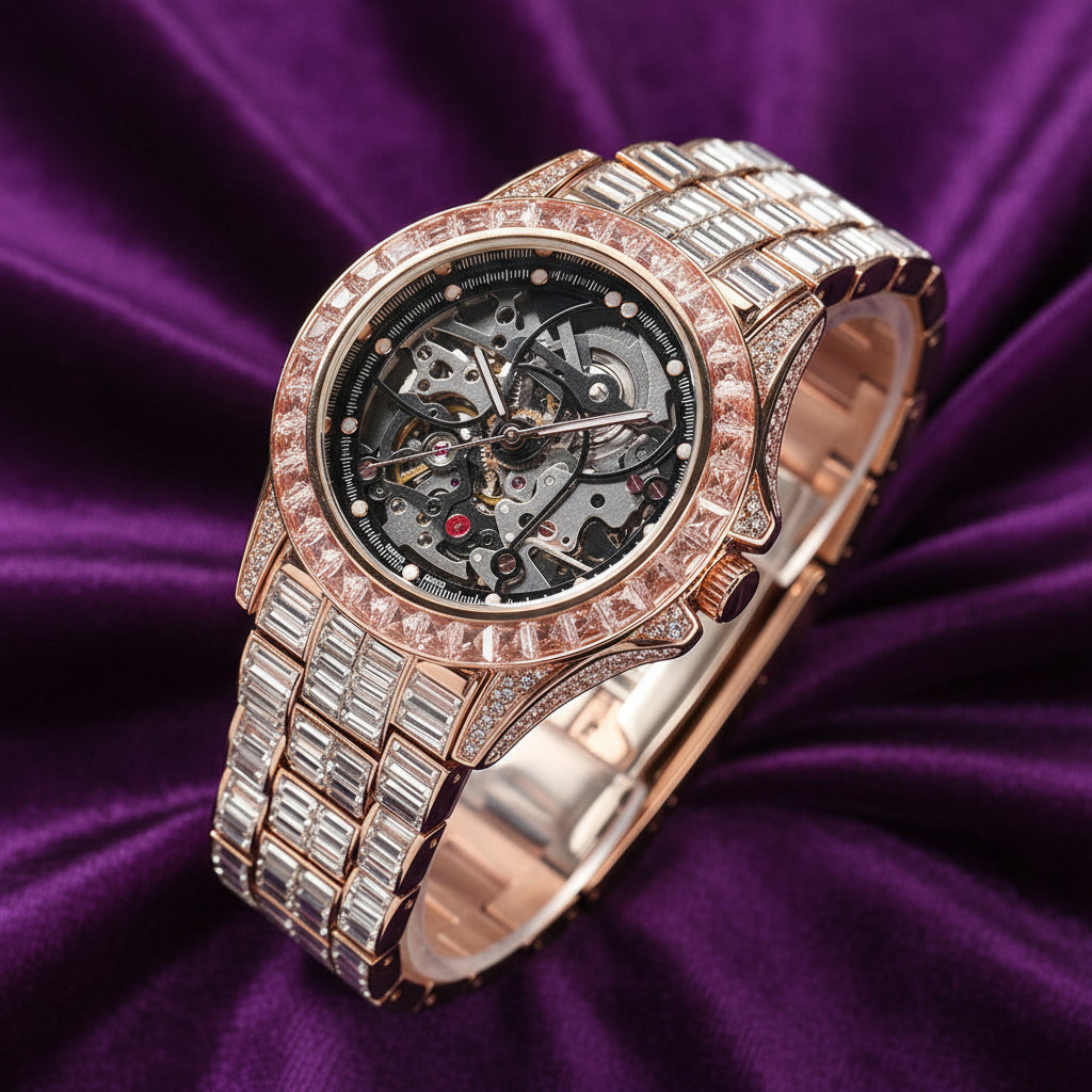 Iced Out Baguette Chandelier Ro Style Automatic Watch