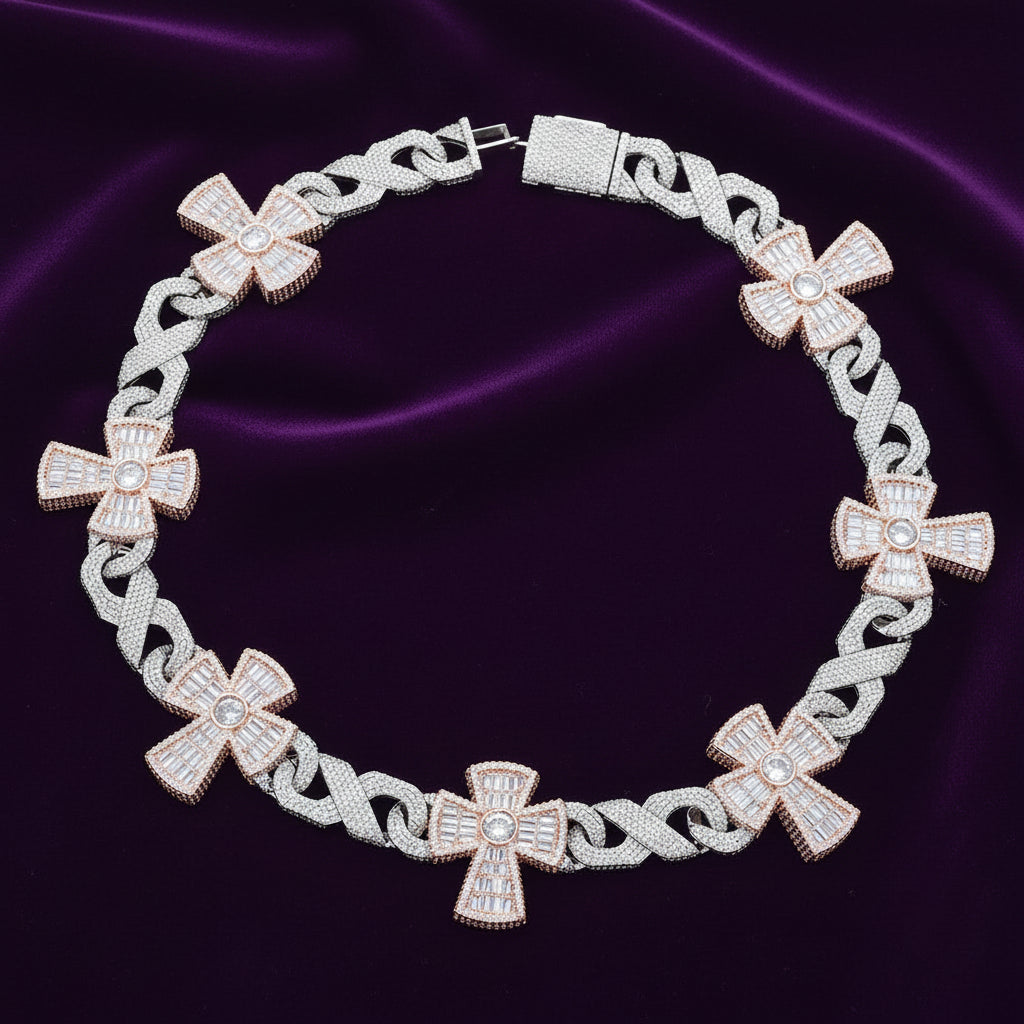 Iced Out Big Cross Infinity Necklace