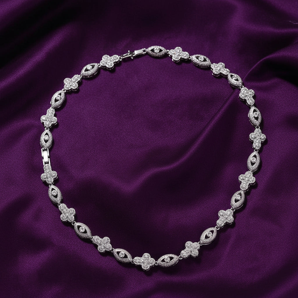 Iced out Cross Eye Link Necklace