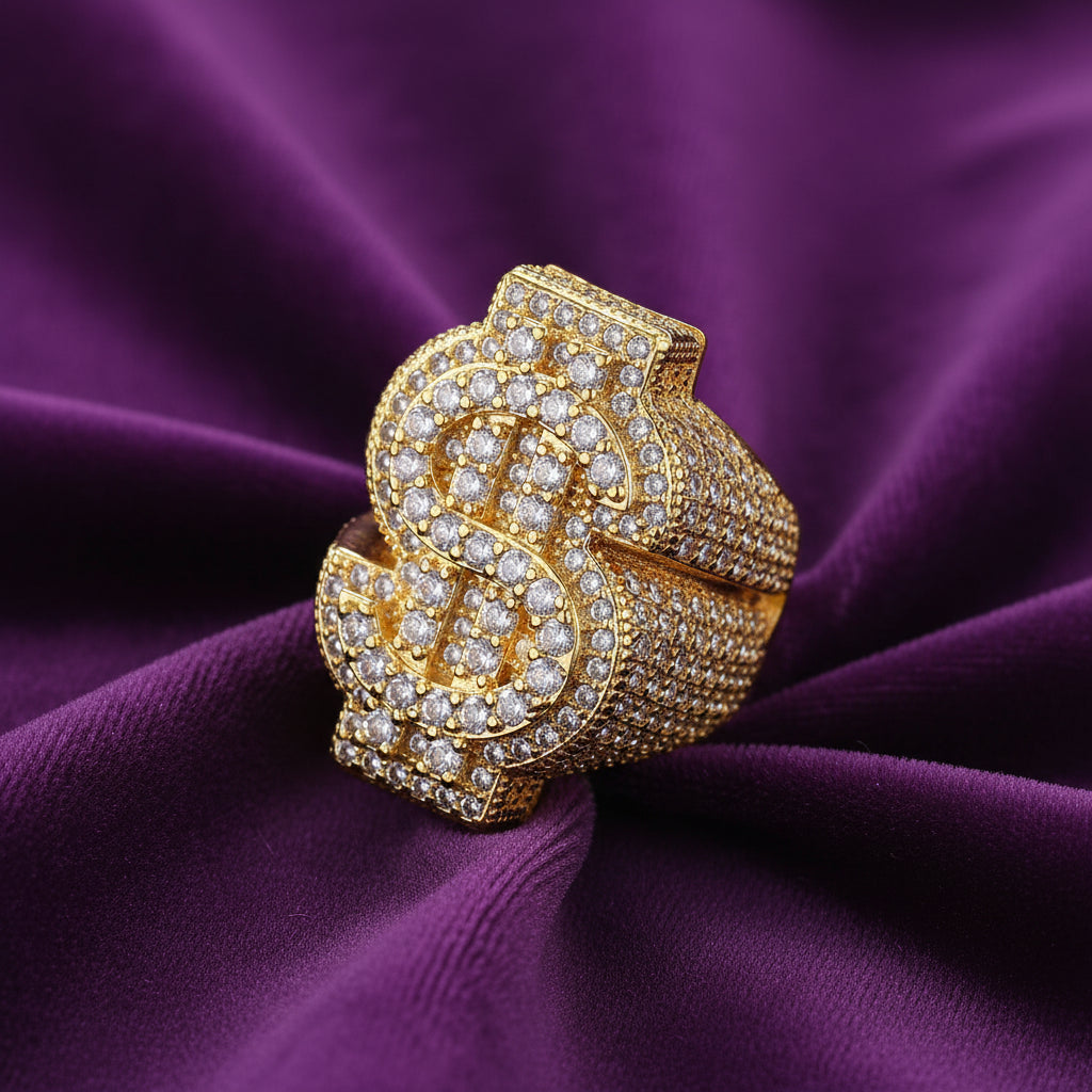 Iced Out Pave Set Money Sign Ring