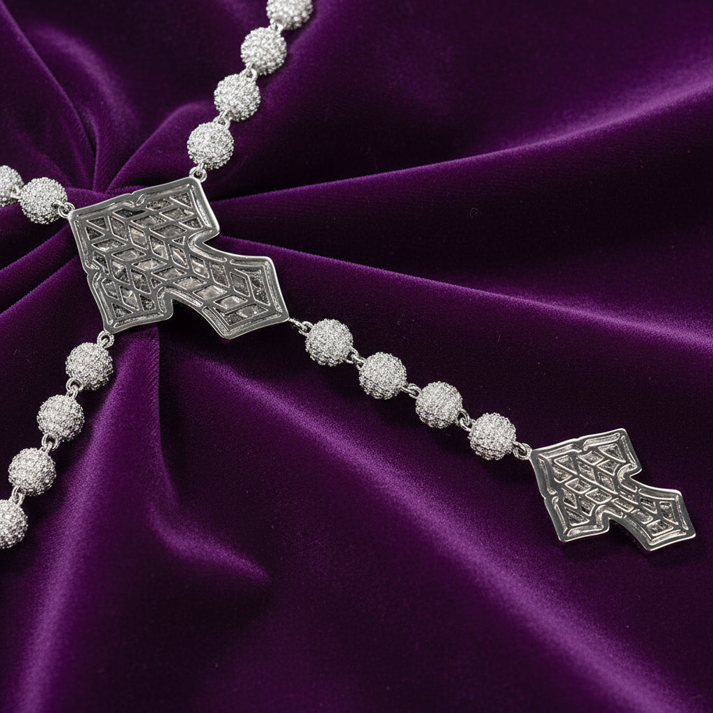 Iced Out Baguette Cross Rosary