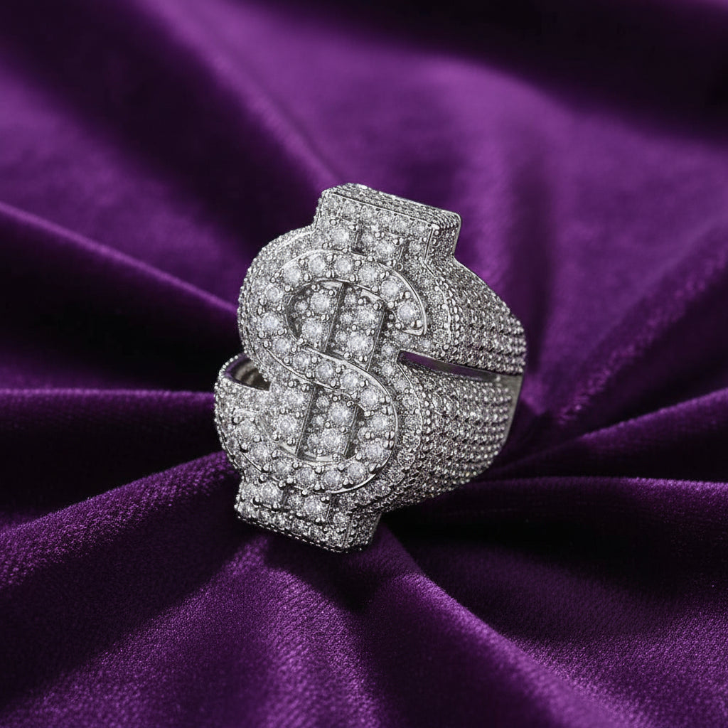 Iced Out Pave Set Money Sign Ring