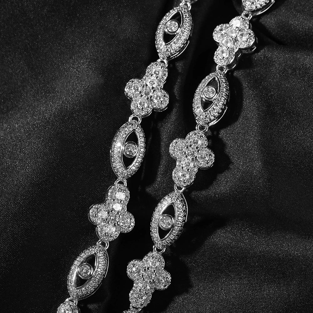 Iced out Cross Eye Link Necklace