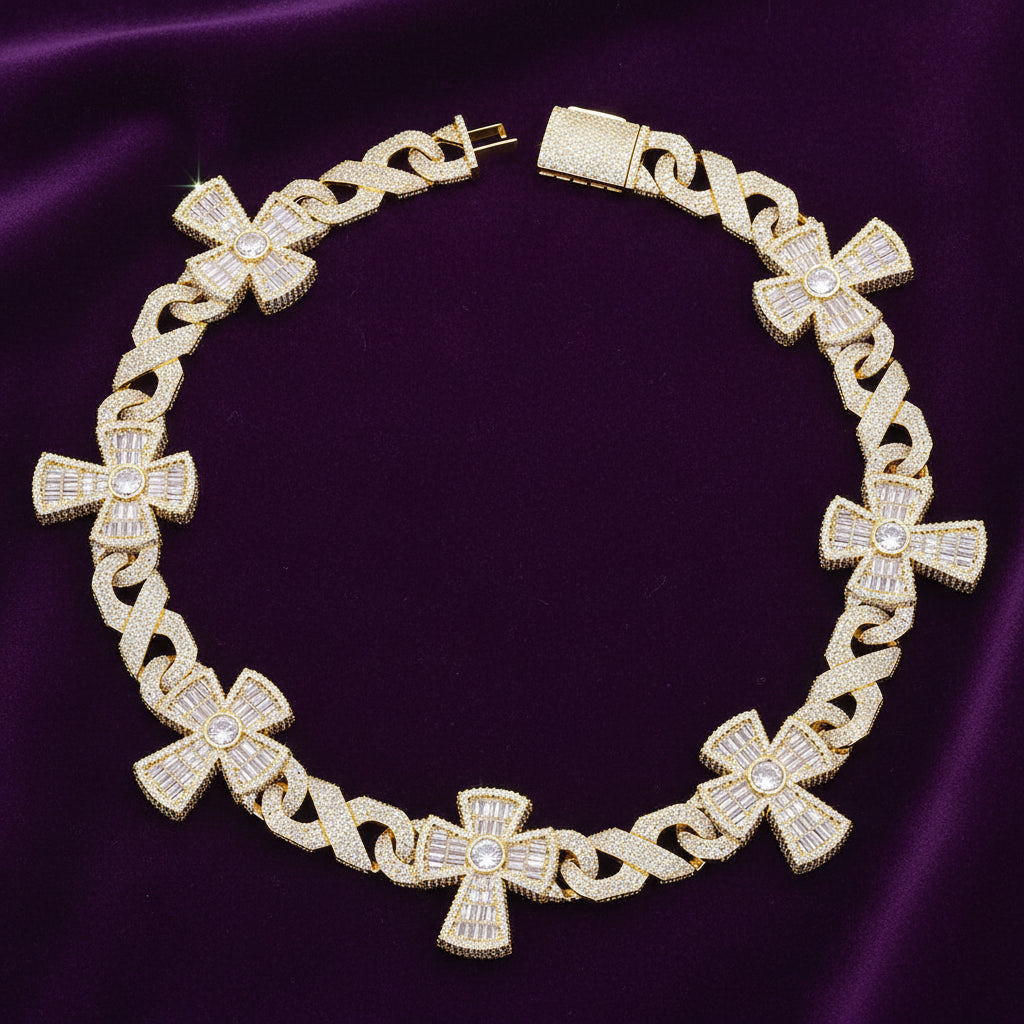 Iced Out Big Cross Infinity Necklace
