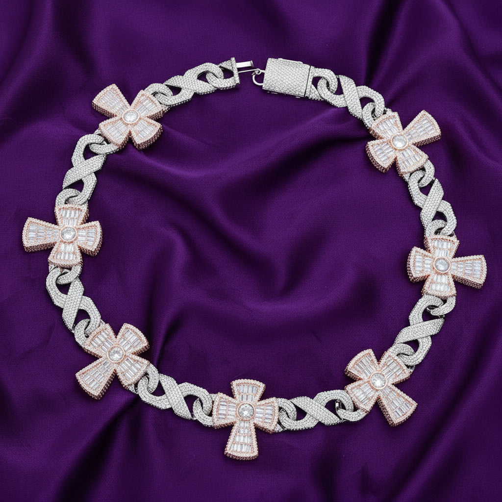 Iced Out Big Cross Infinity Necklace