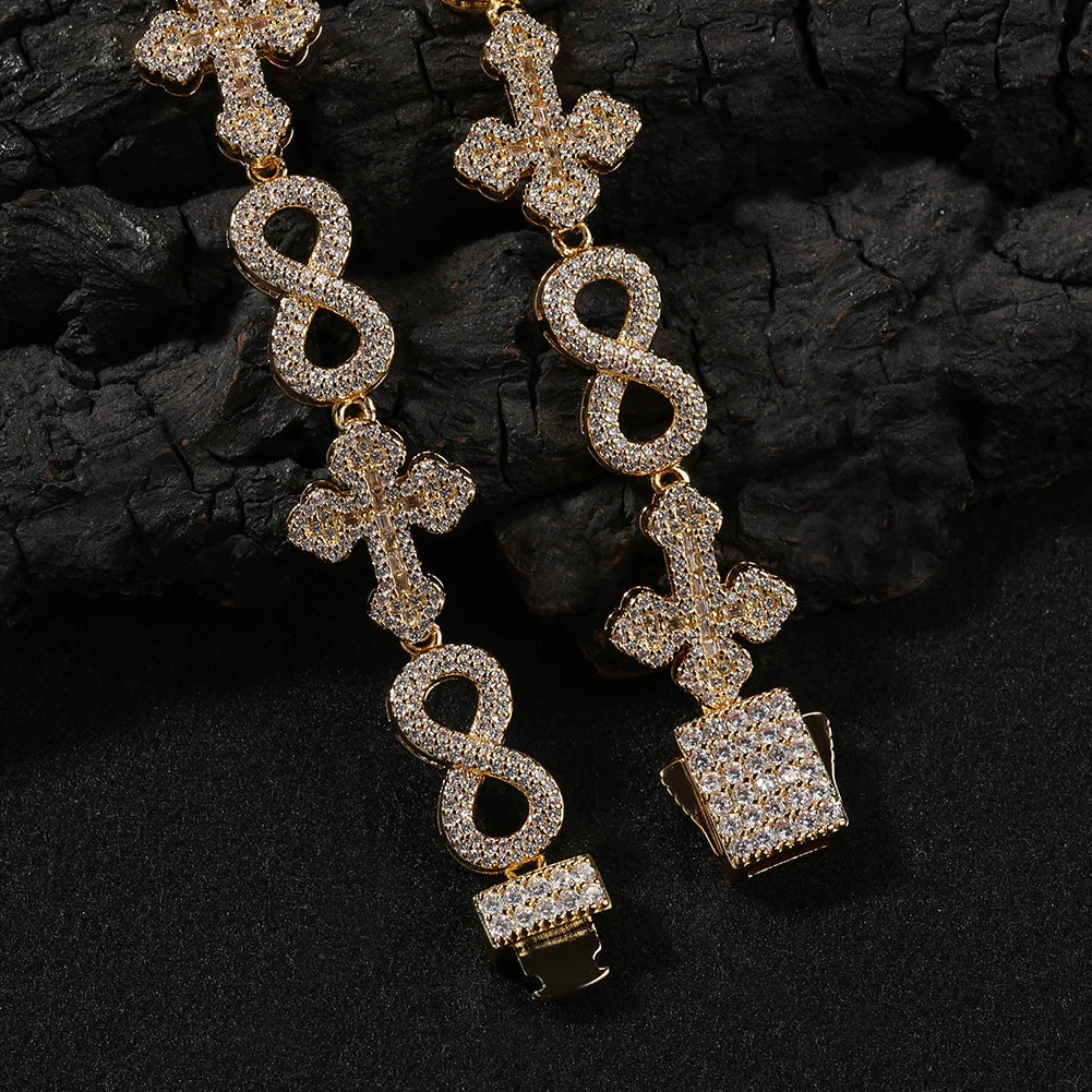 Iced Out Figure 8 Cross Link Necklace