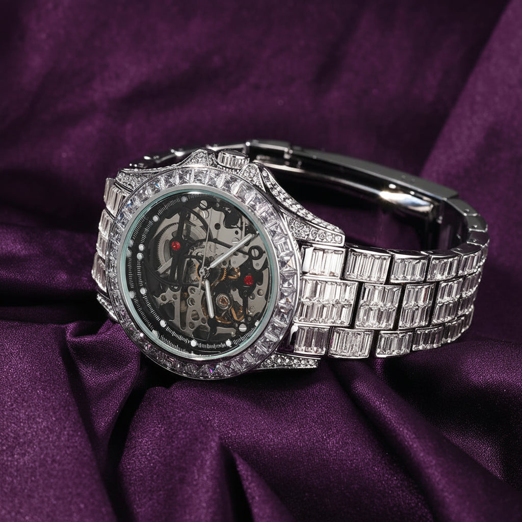 Iced Out Baguette Chandelier Ro Style Automatic Watch
