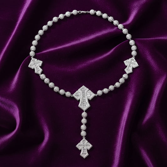 Iced Out Baguette Cross Rosary